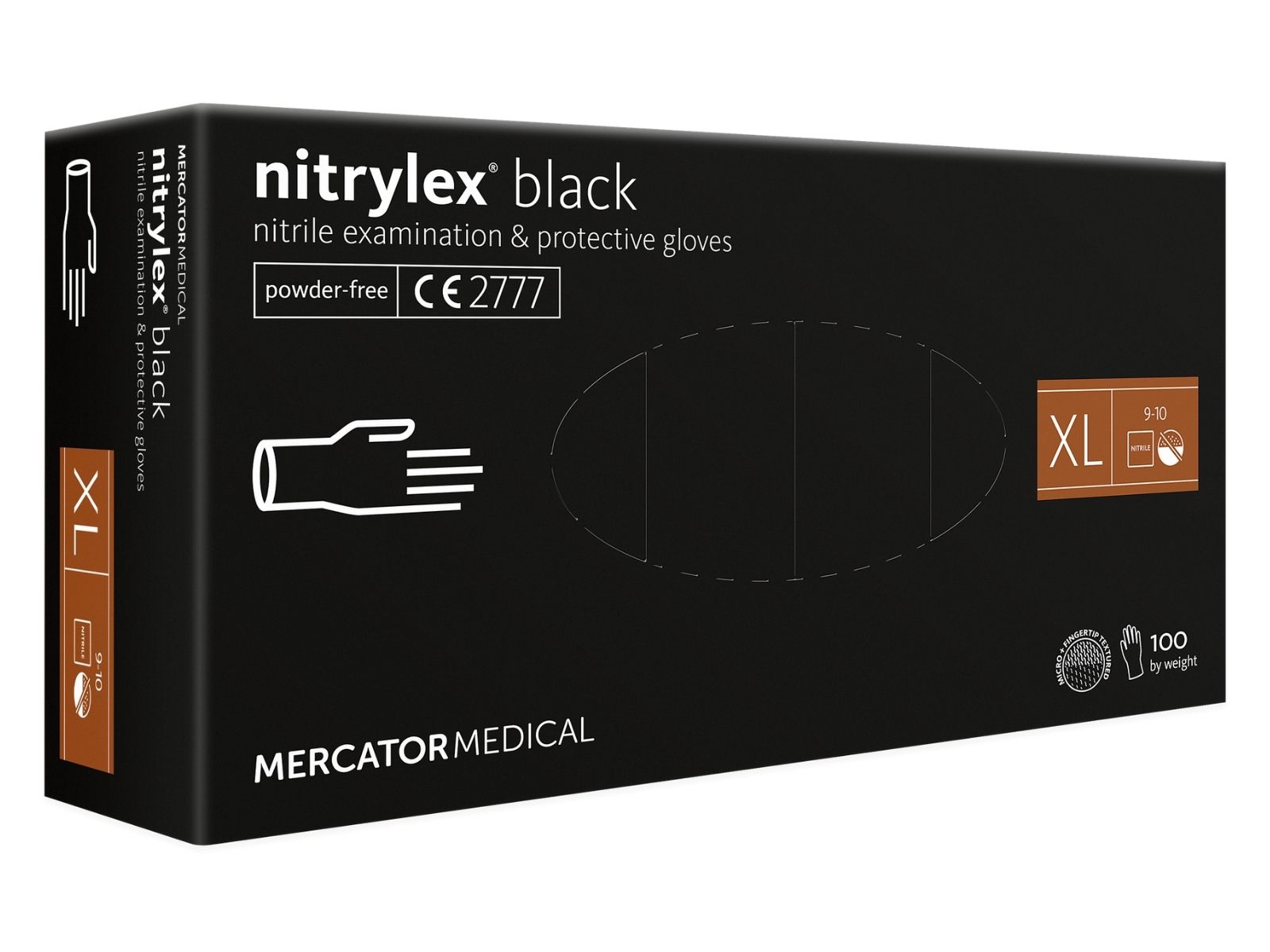 Rękawice Nitrylex Black XL Mercator Bezpudrow A100